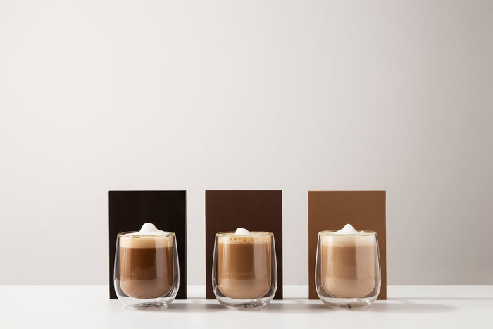 3 glasses of 3 variety of delicious coffee